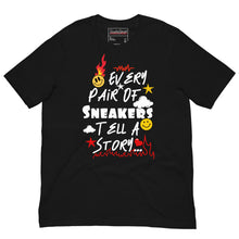 Load image into Gallery viewer, Exclusive "Every Pair Of Sneakers Tell A Story..." Unisex t-shirt - SNEAKERHEADS CLOTHING LINE