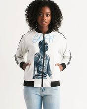 Load image into Gallery viewer, Exclusive &quot;University Blue GOAT&quot; Women&#39;s Bomber Jacket - SNEAKERHEADS CLOTHING LINE
