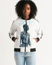 Load image into Gallery viewer, Exclusive "University Blue GOAT" Women's Bomber Jacket - SNEAKERHEADS CLOTHING LINE