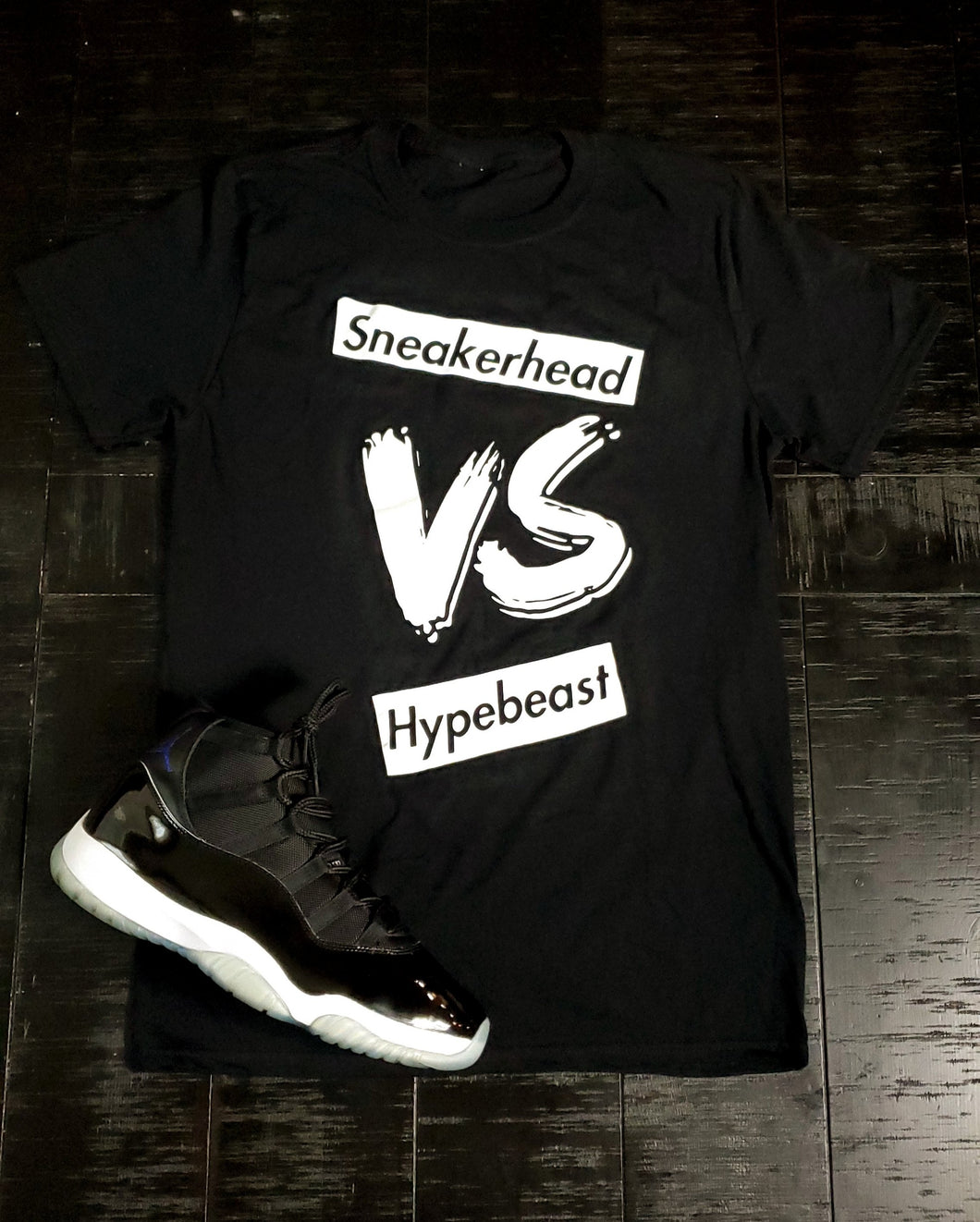 EXCLUSIVE SNEAKERHEAD vs HYPEBEAST LE Tshirt (Black/White) - SNEAKERHEADS CLOTHING LINE