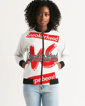Load image into Gallery viewer, Women&#39;s &quot;Sneakerhead vs Hypebeast&quot; Bomber Jacket - SNEAKERHEADS CLOTHING LINE
