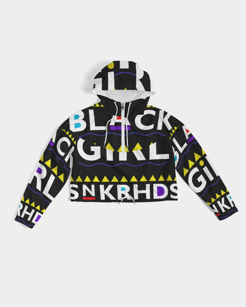 Black Girl SNKRHDS Women's Cropped Windbreaker - SNEAKERHEADS CLOTHING LINE